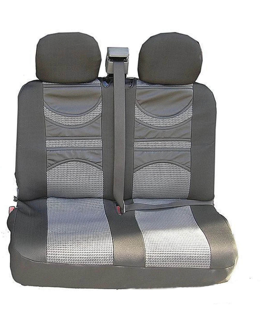 2+1 комплект универсални калъфи / тапицерия  Premium 1  за бус с опора в лумбалната област - еко кожа и текстил - светло и тъмно сиво