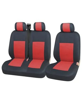 2+1 комплект универсални калъфи тапицерия за бус и микробус - Transit, Sprinter, Movano, Master, Crafter, Transporter, LT, Boxer, Jumper - черно и червено