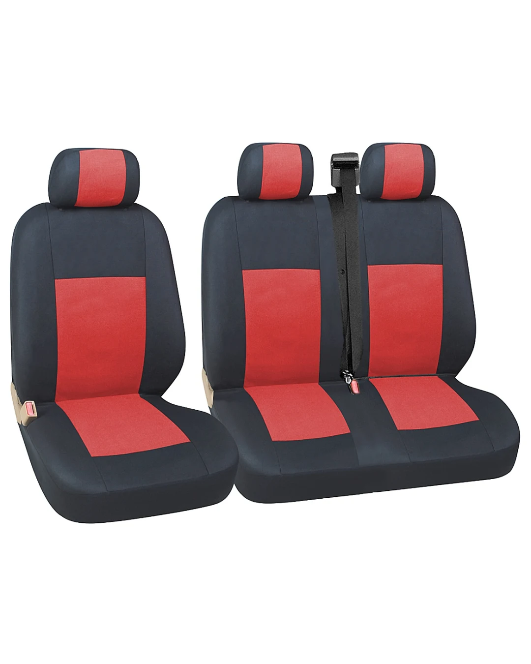 2+1 КОМПЛЕКТ УНИВЕРСАЛНИ КАЛЪФИ , ТАПИЦЕРИЯ ЗА ПРЕДНИ СЕДАЛКИ ЗА БУС , МИКРОБУС , ЦВЯТ ЧЕРВЕНО-ЧЕРНО , ТЕКСТИЛ TAP022
