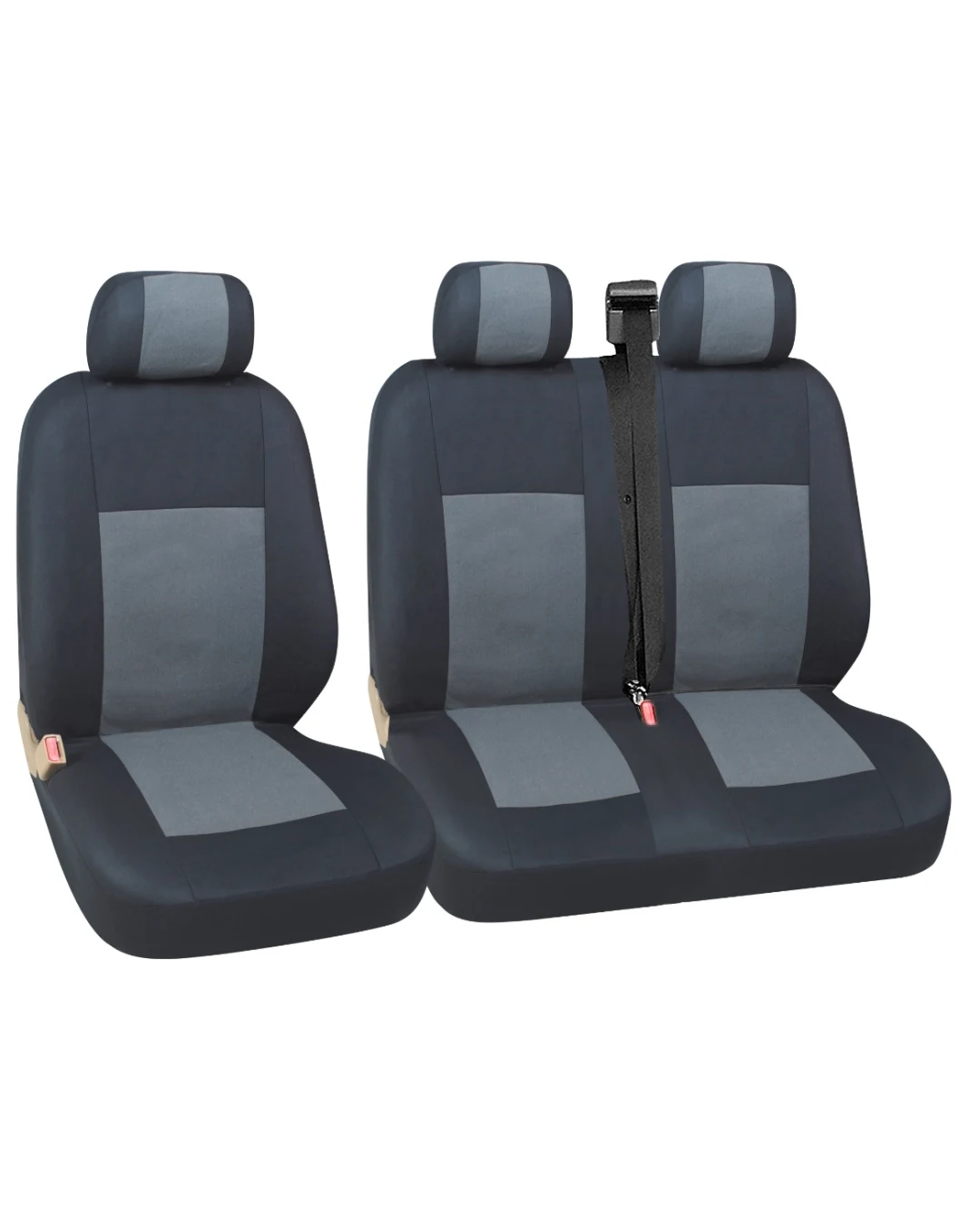 2+1 КОМПЛЕКТ УНИВЕРСАЛНИ КАЛЪФИ ТАПИЦЕРИЯ ЗА ПРЕДНИ СЕДАЛКИ ЗА БУС МИКРОБУС ЦВЯТ СИВО-ЧЕРНО ТЕКСТИЛ