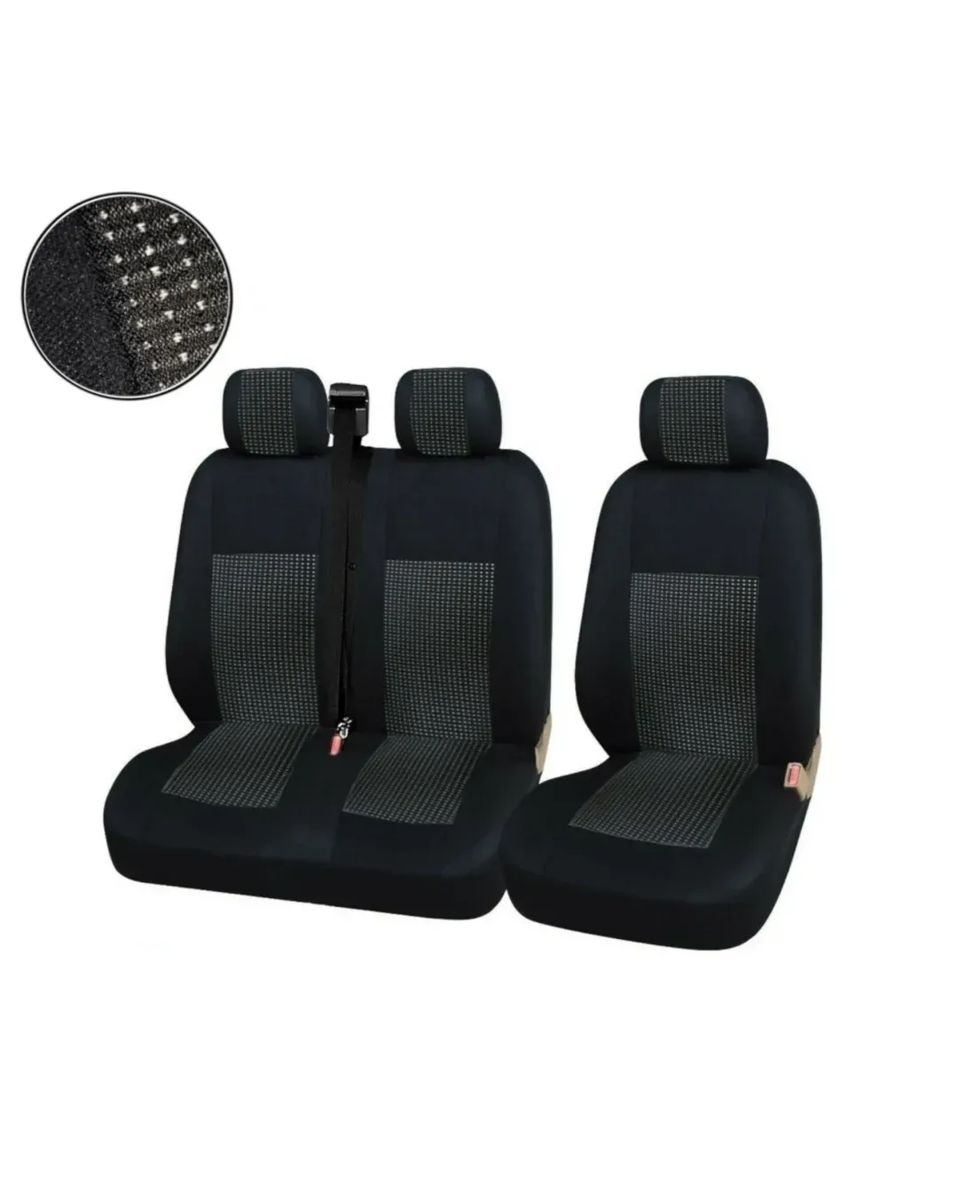 2+1 Лукс Калъфи В Черно За Седалки за Mercedes Sprinter Vito Vw Crafter T5 Ford Transit Peugeot Iveco Премиум Плат