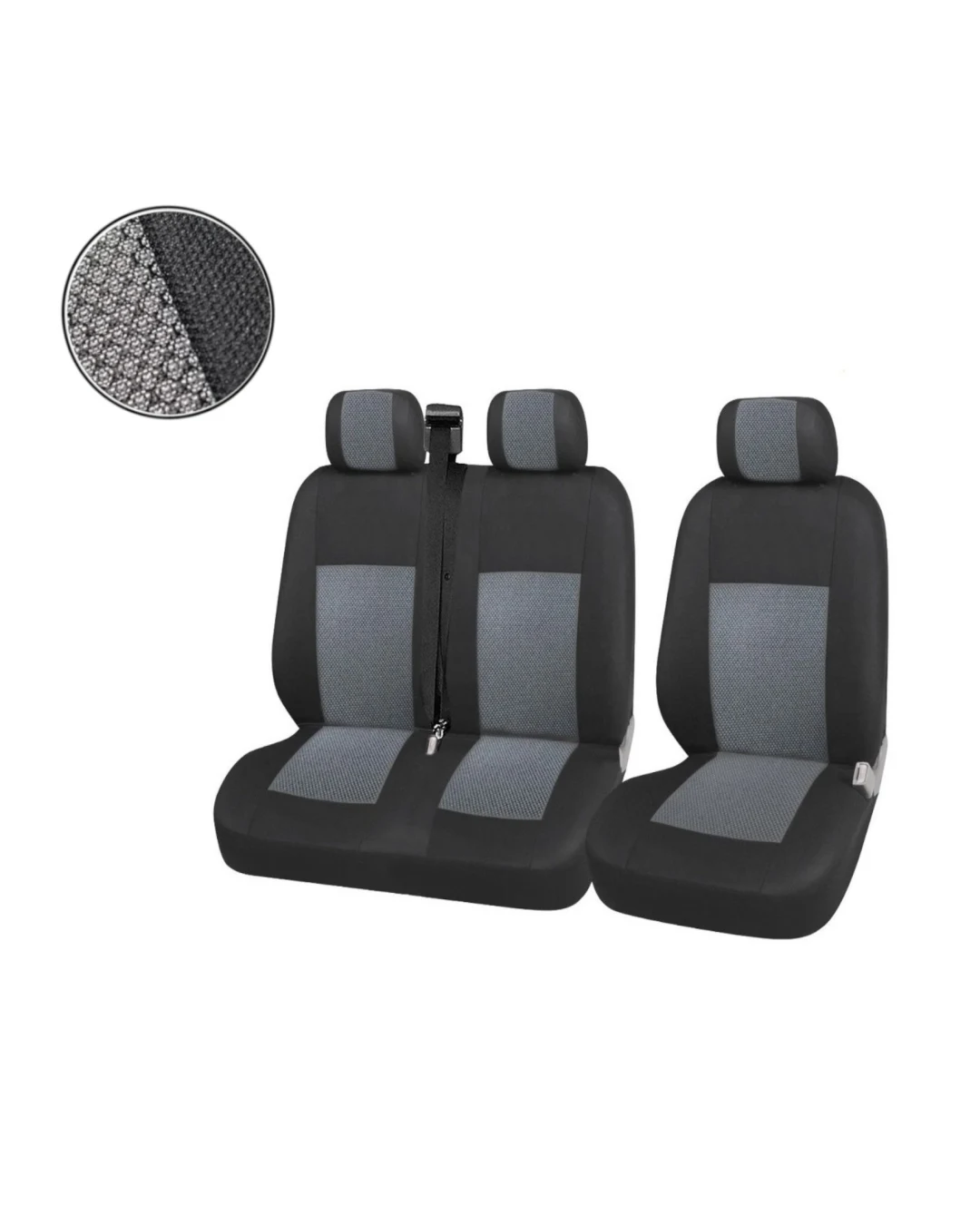 2+1 Лукс Калъфи В Сиво За Седалки за Mercedes Sprinter Vito Vw Crafter T5 Ford Transit Peugeot Iveco Премиум Плат