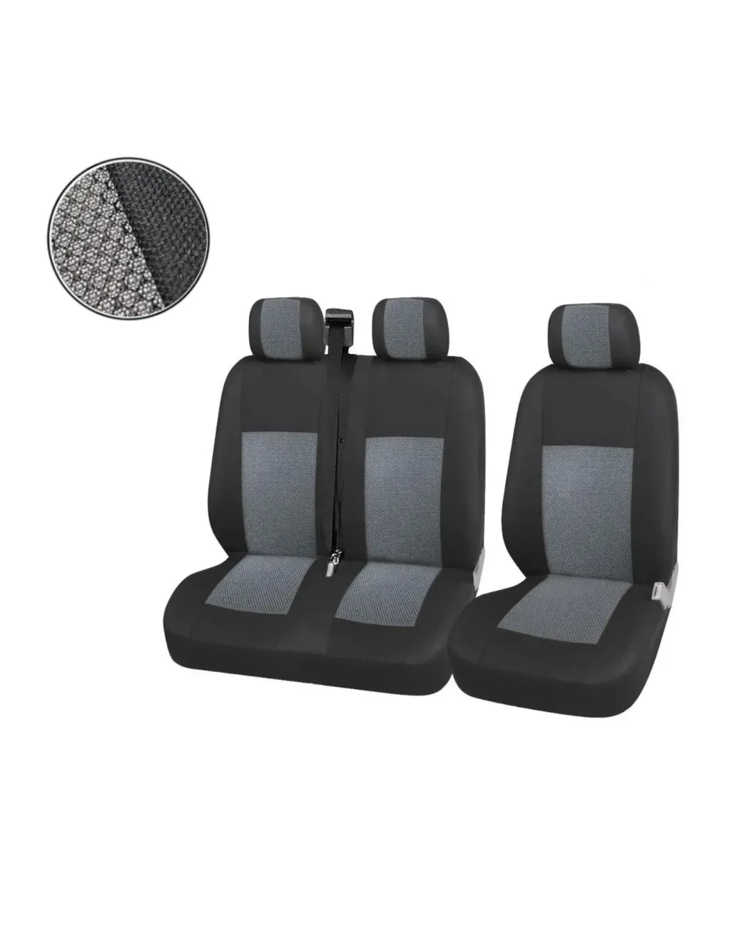 2+1 Лукс Калъфи В Сиво За Седалки за Mercedes Sprinter Vito Vw Crafter T5 Ford Transit Peugeot Iveco Премиум Плат