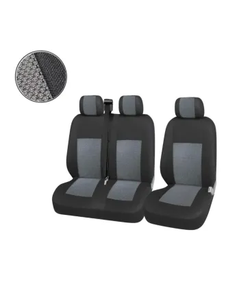 2+1 Лукс Калъфи В Сиво За Седалки за Mercedes Sprinter Vito Vw Crafter T5 Ford Transit Peugeot Iveco Премиум Плат