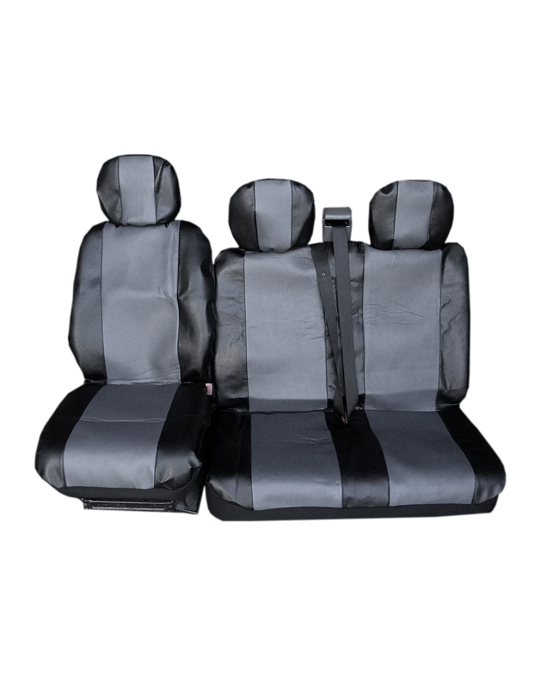 2 + 1 УНИВЕРСАЛНИ КАЛЪФИ, ТАПИЦЕРИЯ ЗА ПРЕДНИ СЕДАЛКИ ЗА АВТОМОБИЛ ЗА БУС ОТ ЕКО КОЖА , ЦВЯТ СИВО-ЧЕРНО
