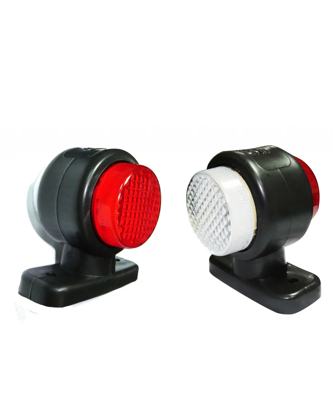 2 броя 12V LED ЛЕД Гумени Странични Рогчета Маркери - габаритни светлини за камион тир ремарке - 85мм х 80мм бяло-червено