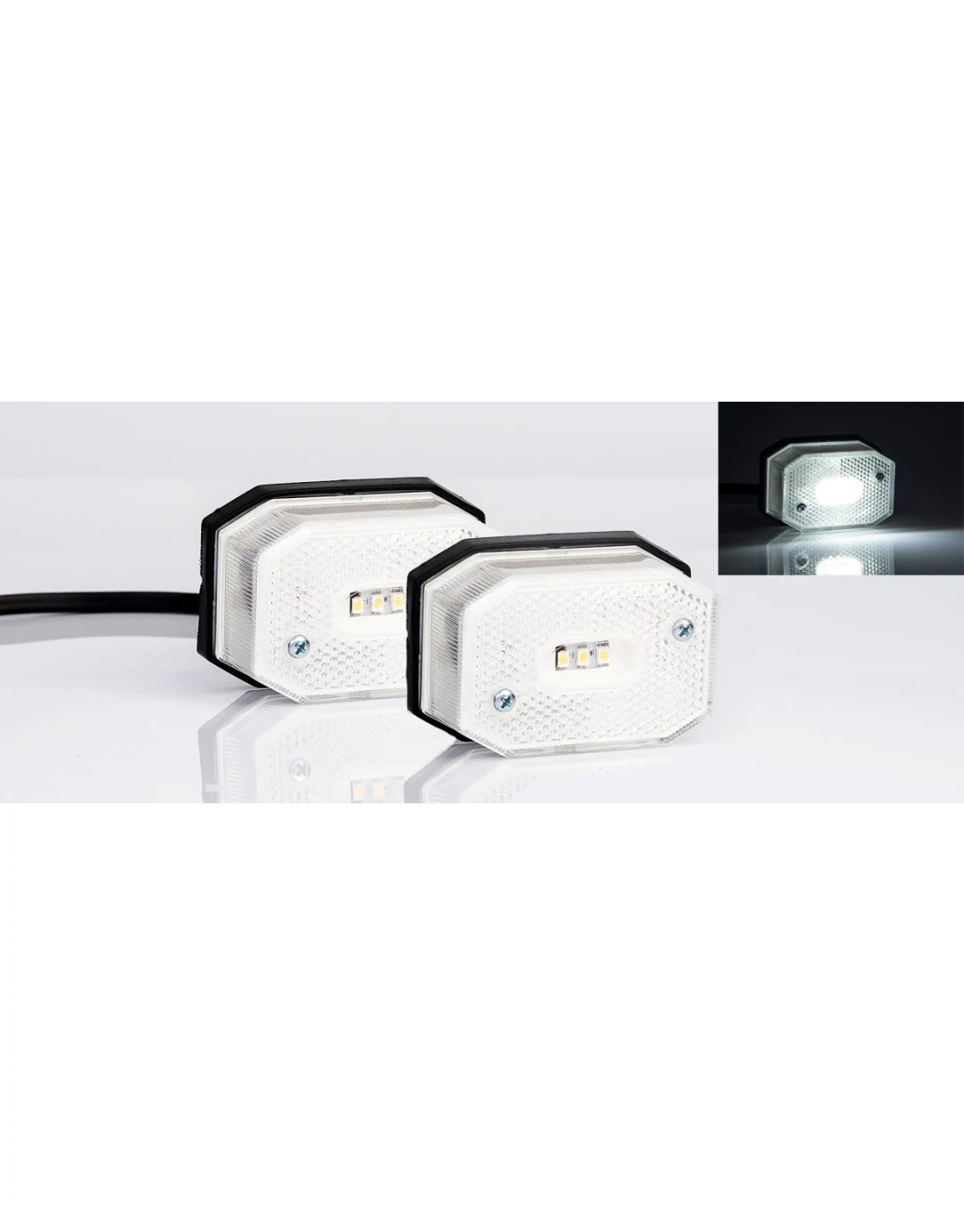 2 Броя LED Лед Габарит с Рефлектор, Бяла Светлина, Маркер, Токос, 12V - 24V, E-Mark E9, За Каравана, Кемпер и др.