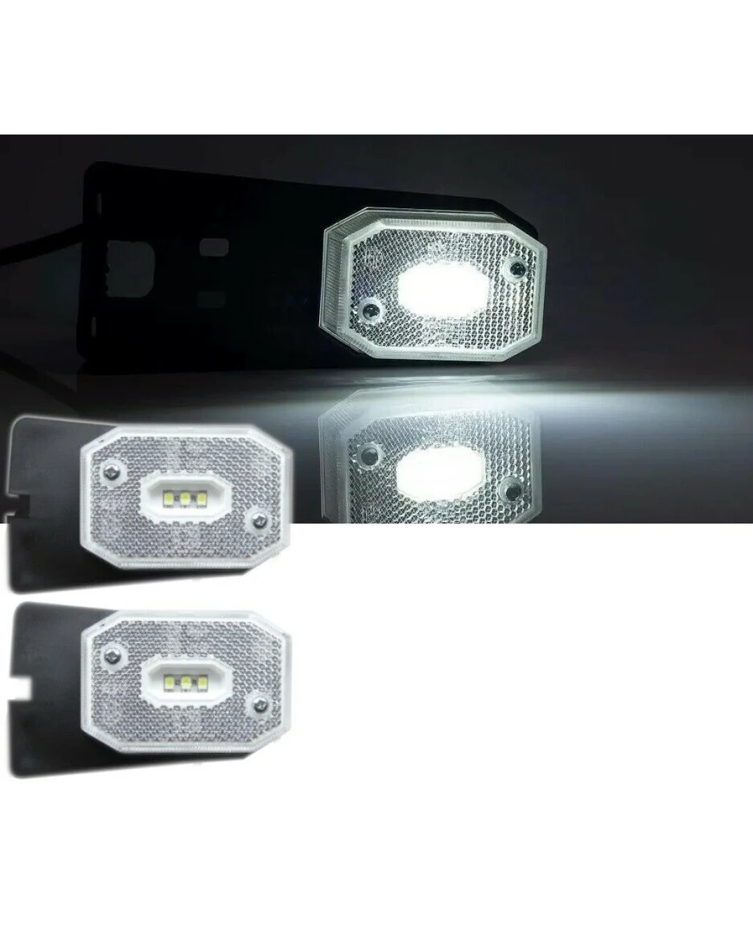 2 Броя LED Лед Габарит със Стойка, Рефлектор, Бяла Светлина, Маркер, Токос, 12V - 24V, E-Mark E9, За Каравана, Кемпер и др.