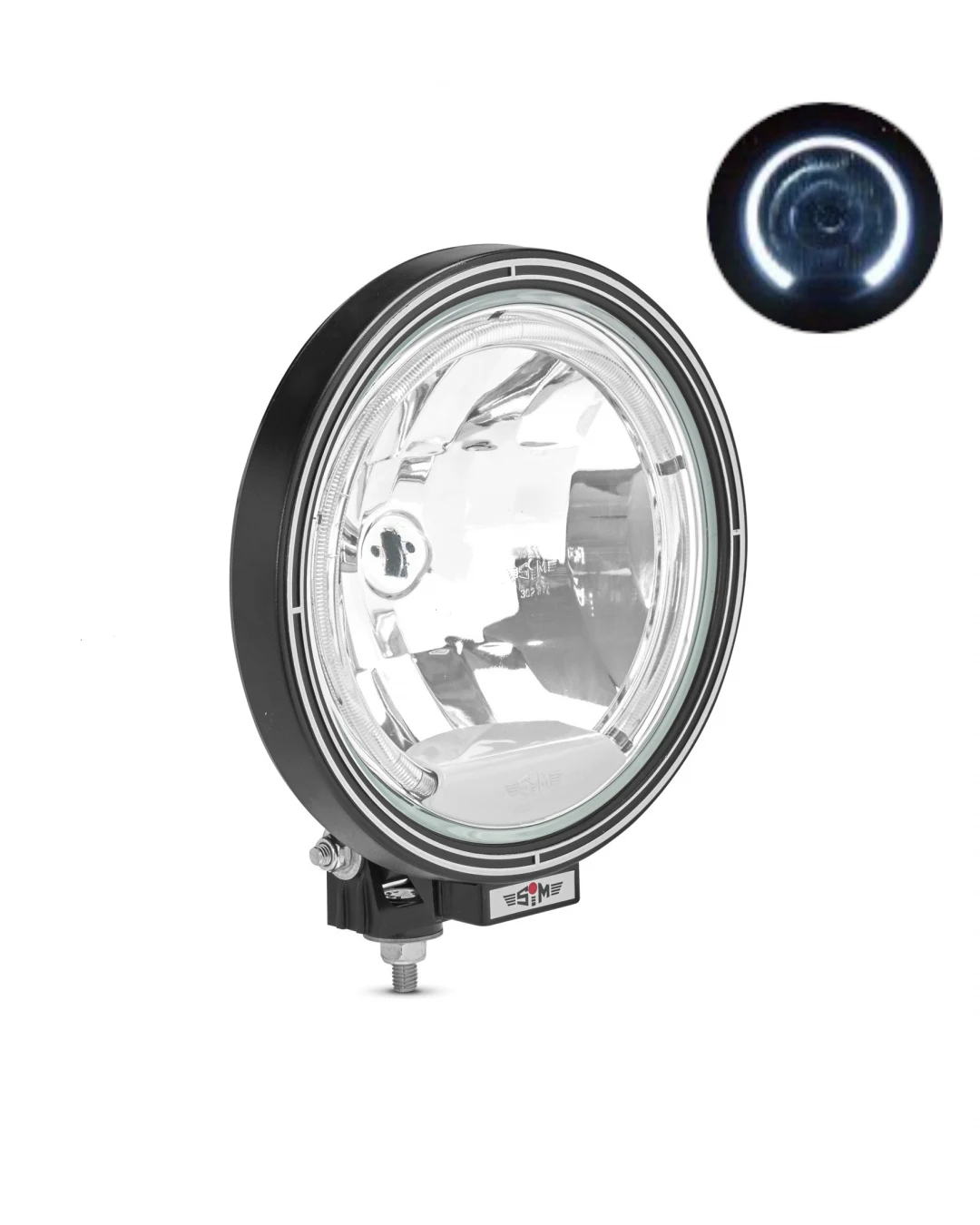 23см Кръгъл халогенен фар светлини за мъгла с насочена светлина + LED Angel Eye ЛЕД Функция Ангелски Очи 12/24V Бяла светлина Бял