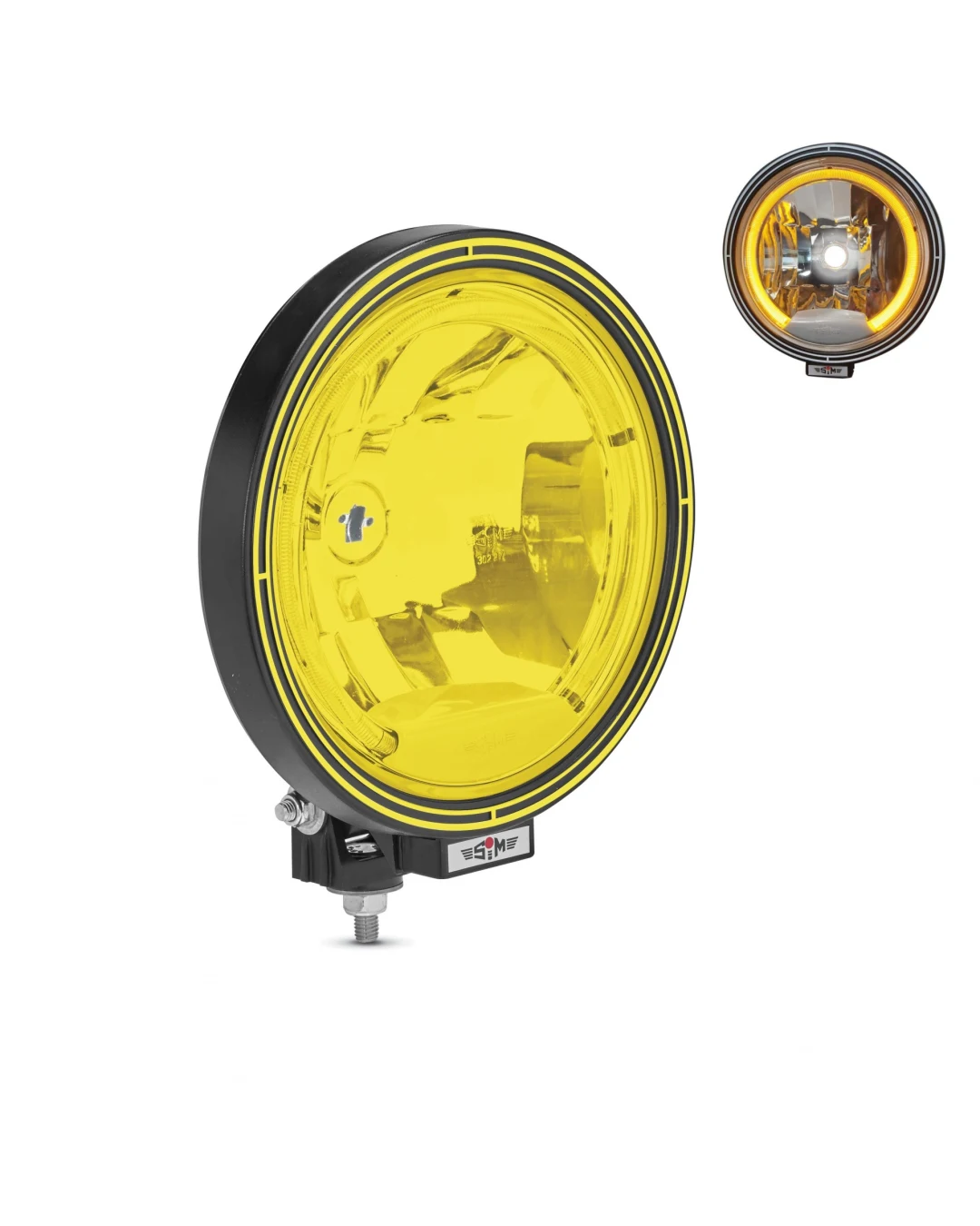 23см Кръгъл халогенен фар светлини за мъгла с насочена светлина + LED Angel Eye ЛЕД Функция Ангелски Очи 12/24V Жълта светлина Жълт