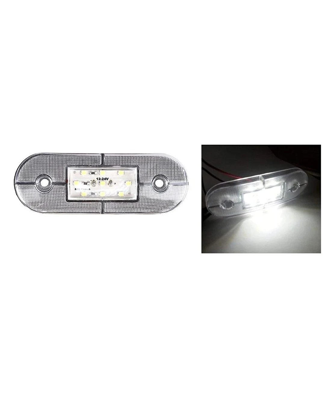 24V ЛЕД LED Бял диоден маркер габарит токос със 9 светодиода за камион ремарке бус ван каравана платформа и др.