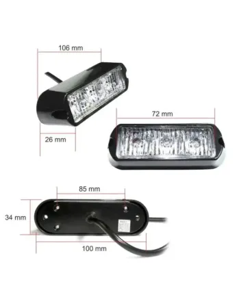 3 LED Аварийна Лампа За Пътна Помощ, Жълта Блиц Светлина, Мигаща! MAR751