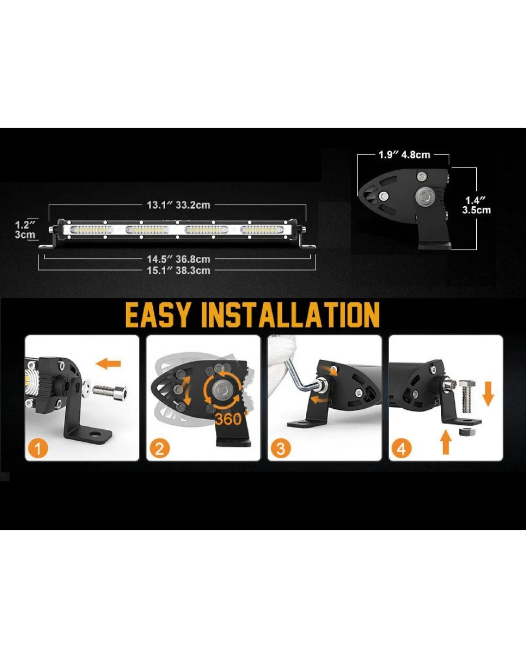 33.2 См 108W Едноредов Мощен Диоден LED Лед Бар 36 Led Ултра Тънък Халоген Лампа Прожектор 12V 24V АТВ, Джип 4х4 Offroad Камион и др.