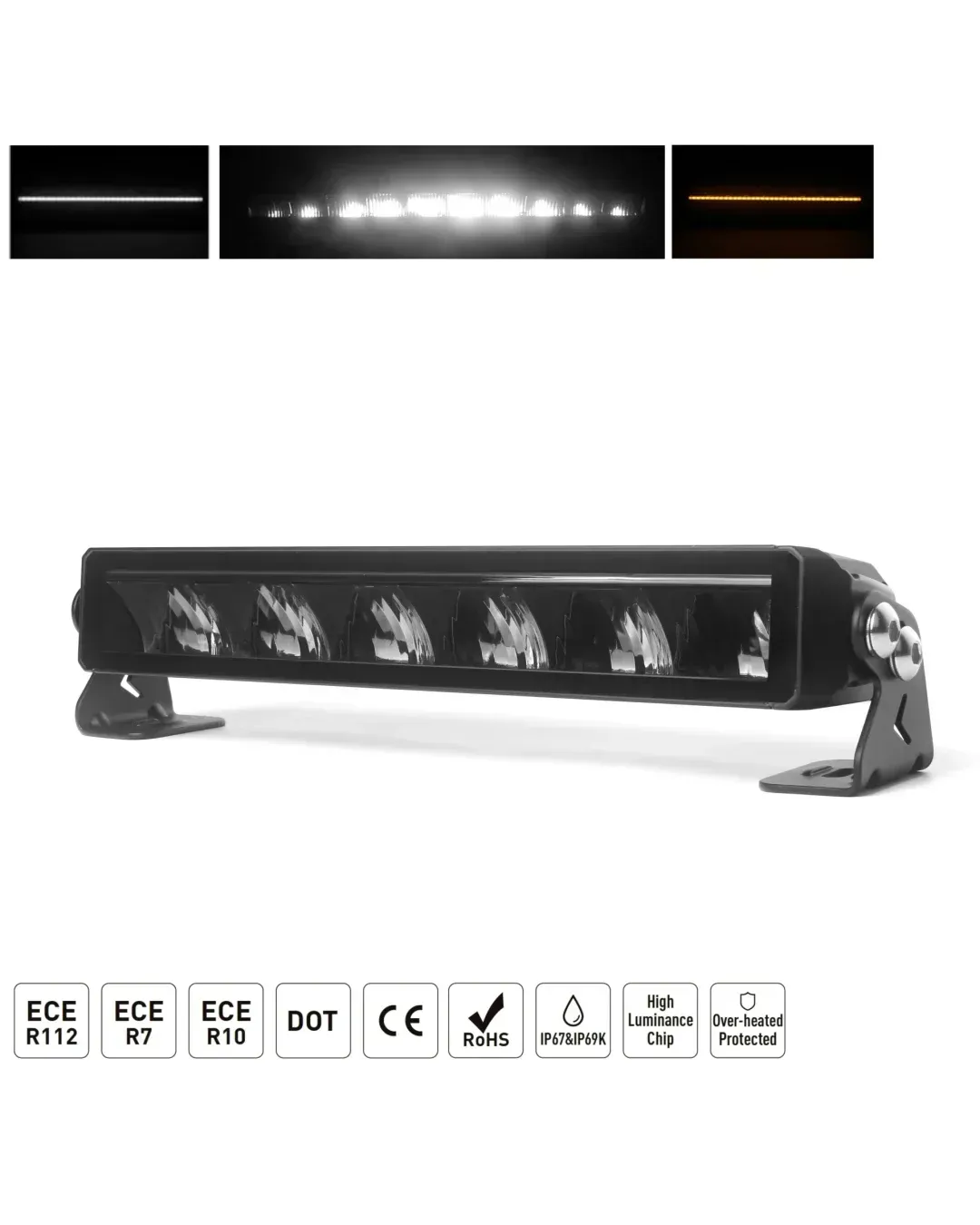 34.5 cm / 14 Инча 12V - 24V Висококачествен Led Bar Лед Бар Диоден Прожектор с бяла и оранжева габаритна светлина DRL мъгла 40W 5900LM