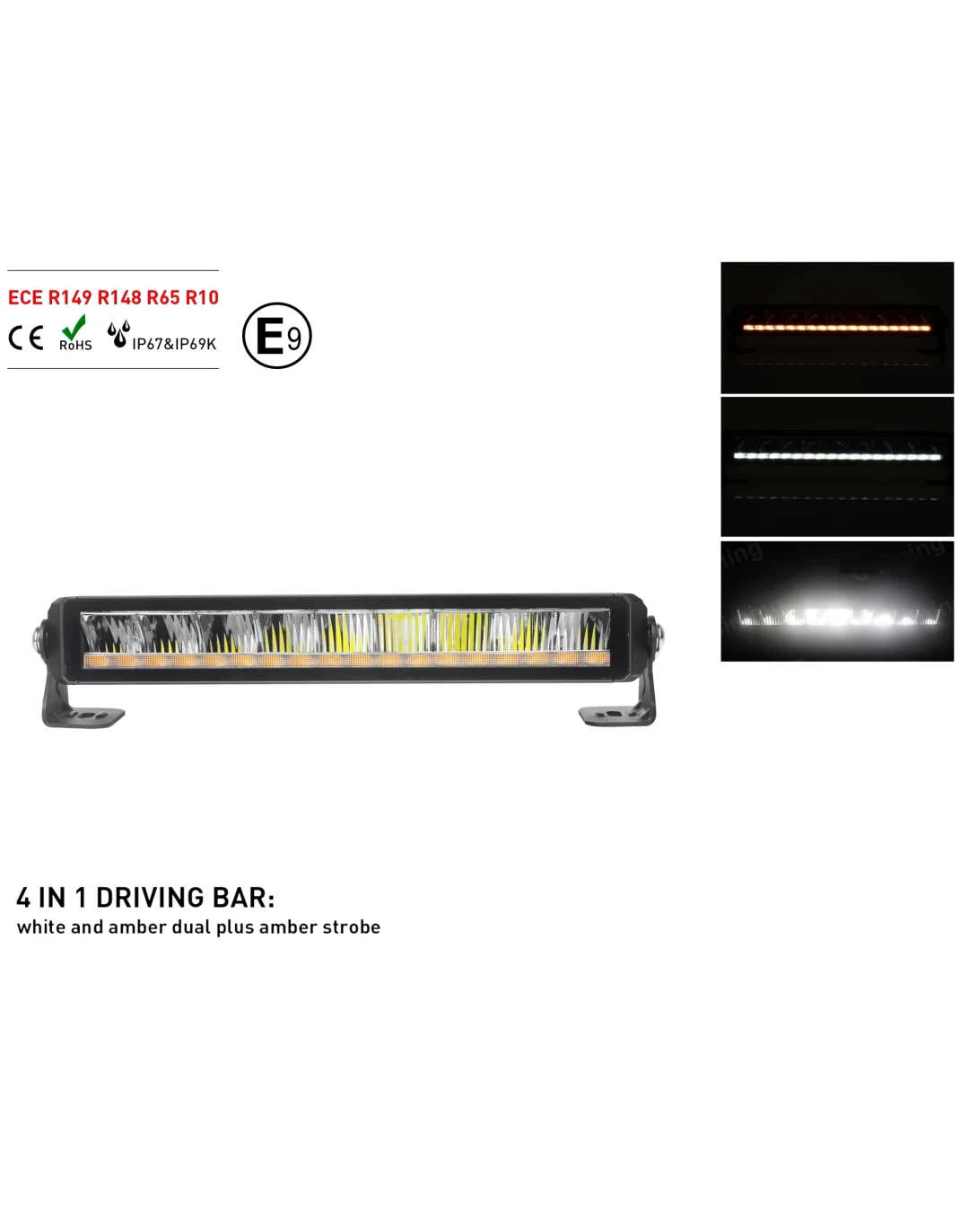 35.5 см Висококачествен 4 в 1 Led Bar Лед Бар Диоден Прожектор DRL с бяла габаритна светлина и оранжева аварийна блиц 50W 2100LM