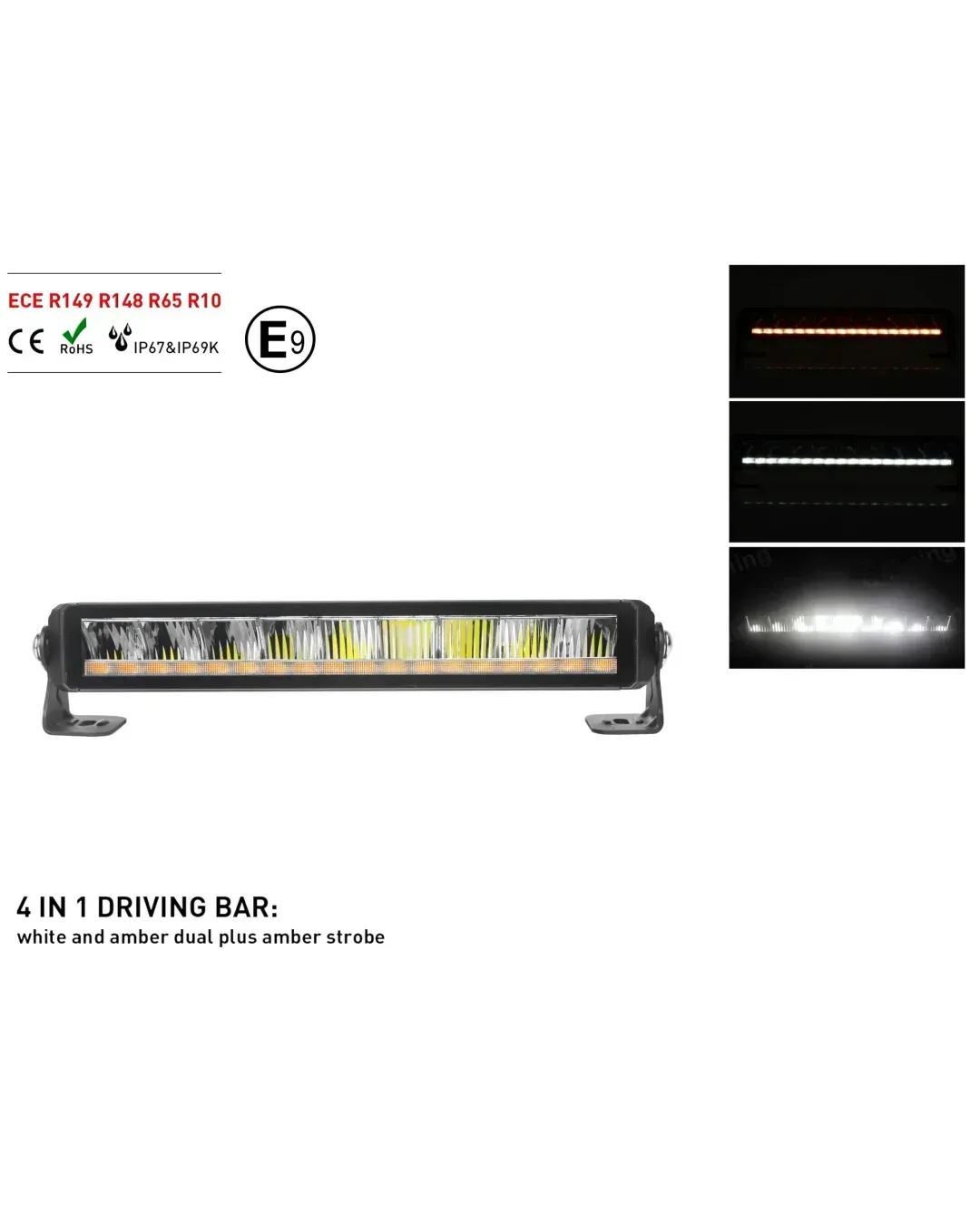 35.5 см Висококачествен 4 в 1 Led Bar Лед Бар Диоден Прожектор DRL с бяла габаритна светлина и оранжева аварийна блиц 50W 2100LM
