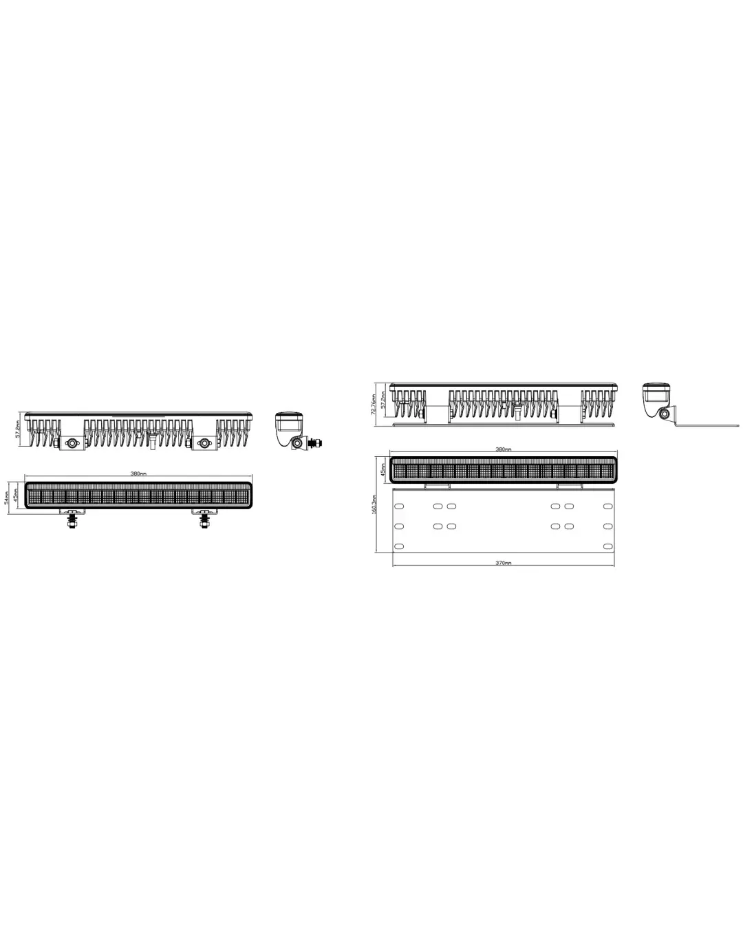 38см LED Лед Бар Със Стойка За Номер С Три Функции 55W, 4768lm, 12V - 24V E-Mark Подходящ За Автомобил, Бус, Камион, Селскостопански машини, Трактор, Комбайн, Агро Техника, Сеялка, Пръскачка, Джип, 4X