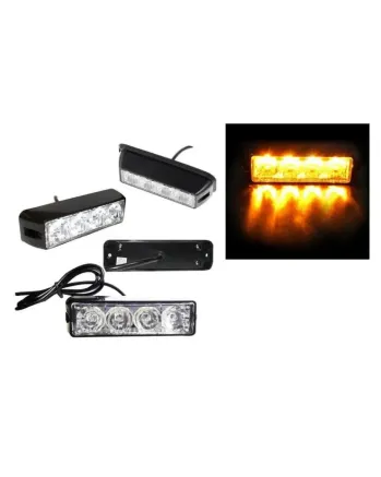4 LED Аварийна Лампа За Пътна Помощ, Жълта Блиц Светлина, Мигаща