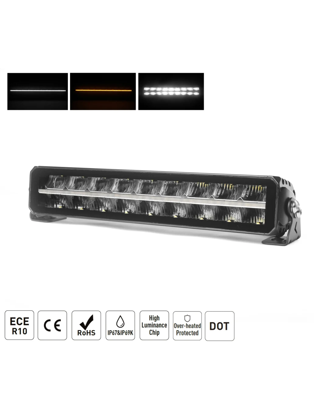 42.8 cm / 17 Инча 12V - 24V Led Bar Лед Бар Пиано дизайн Диоден Прожектор Супер Мощен Бяла и Оранжева Светлина Габарит Мъгла DRL Високо Качество Ново Поколение 9000LM 70W