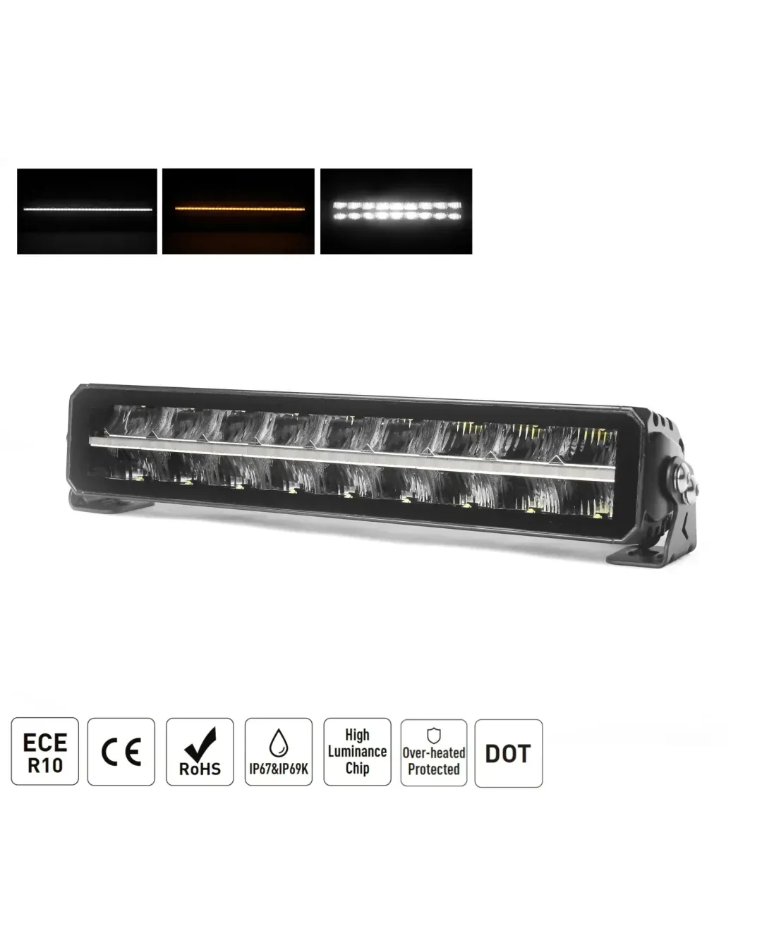 42.8 cm / 17 Инча 12V - 24V Led Bar Лед Бар Пиано дизайн Диоден Прожектор Супер Мощен Бяла и Оранжева Светлина Габарит Мъгла DRL Високо Качество Ново Поколение 9000LM 70W