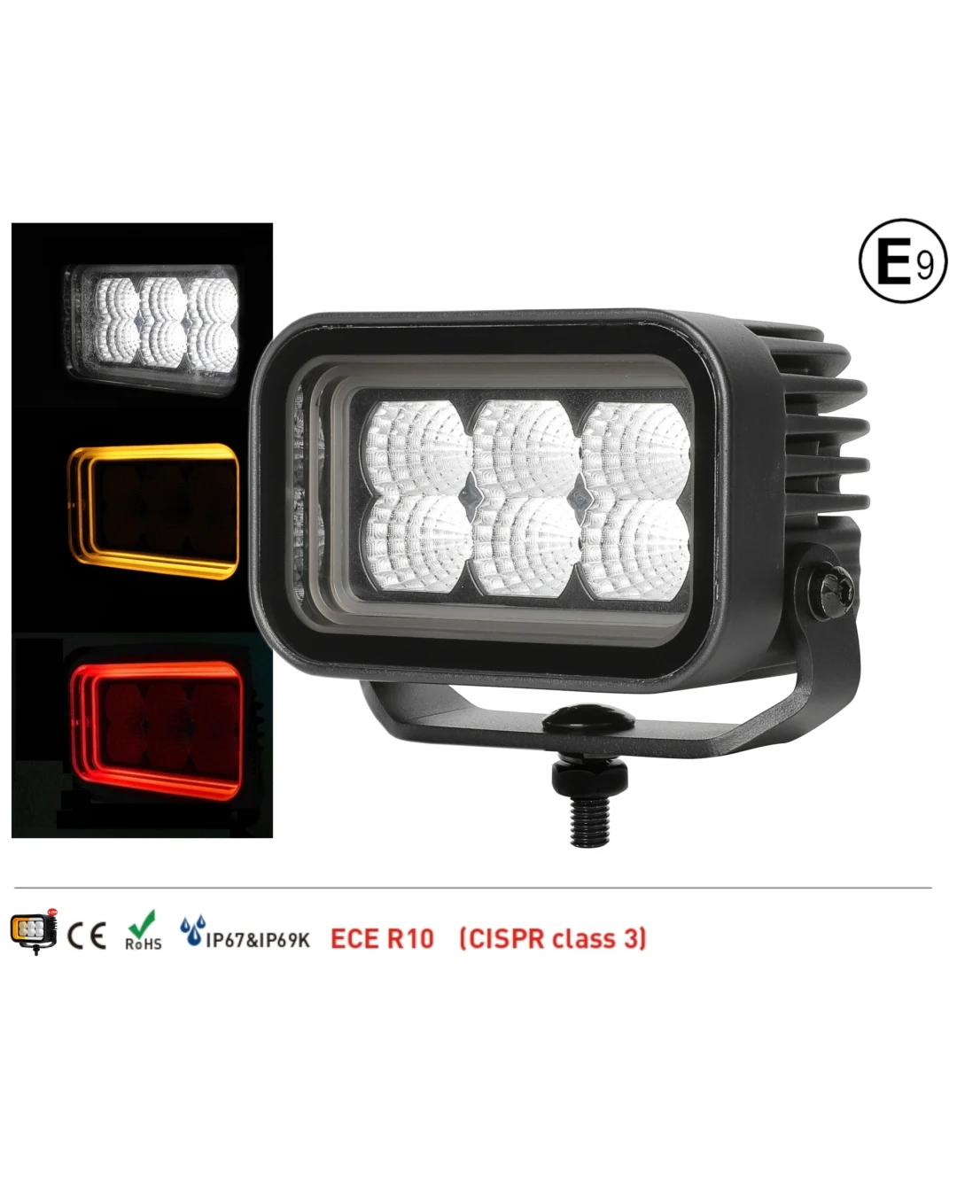42W LED Халоген Бял, Разпръсната светлина с жълта и червена DRL светлина 12V-24V