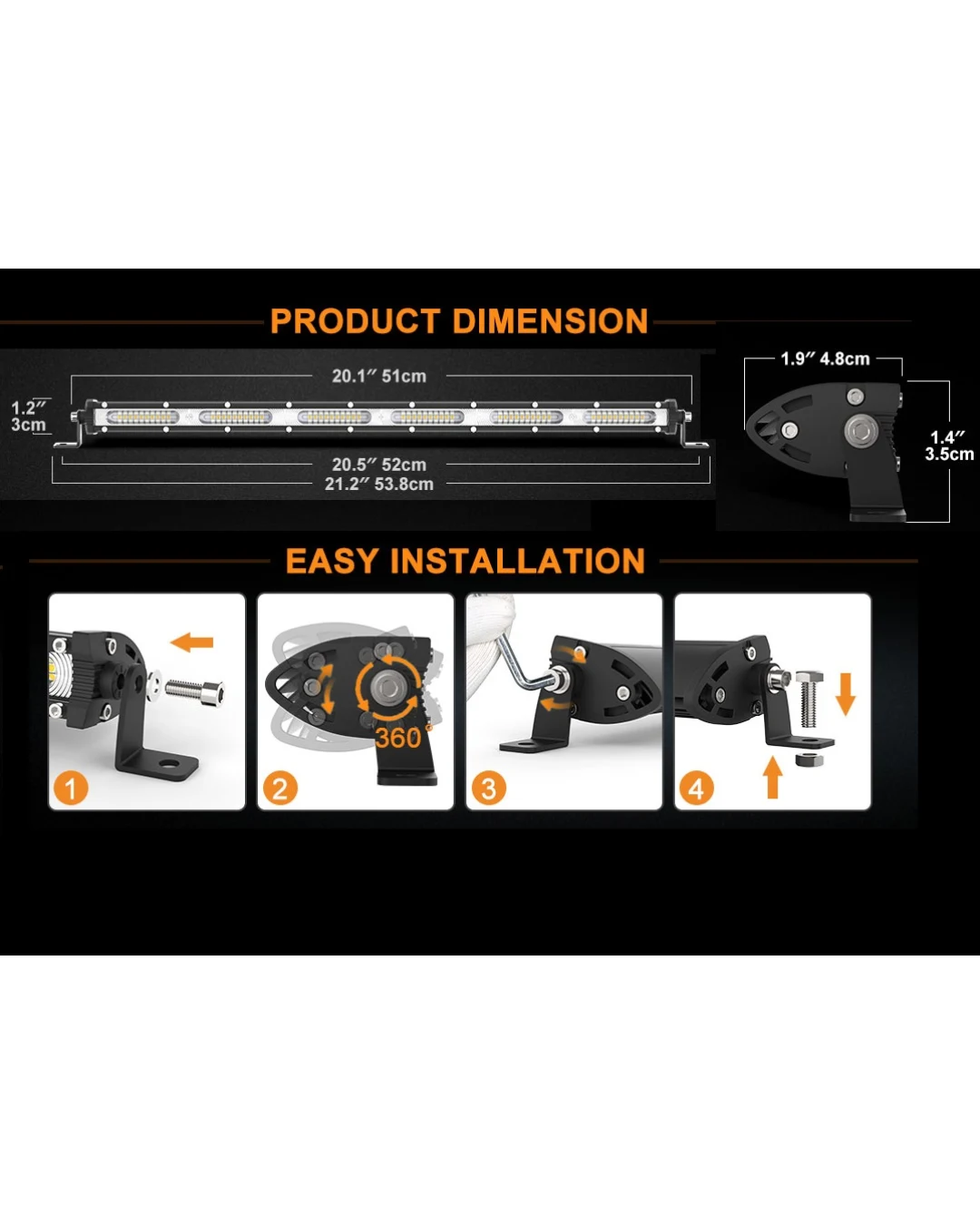 51 См 162W Едноредов Мощен Диоден LED Лед Бар 54 Led Ултра Тънък Халоген Лампа Прожектор 12V 24V Автомобил АТВ Джип 4х4 Offroad Камион и др.