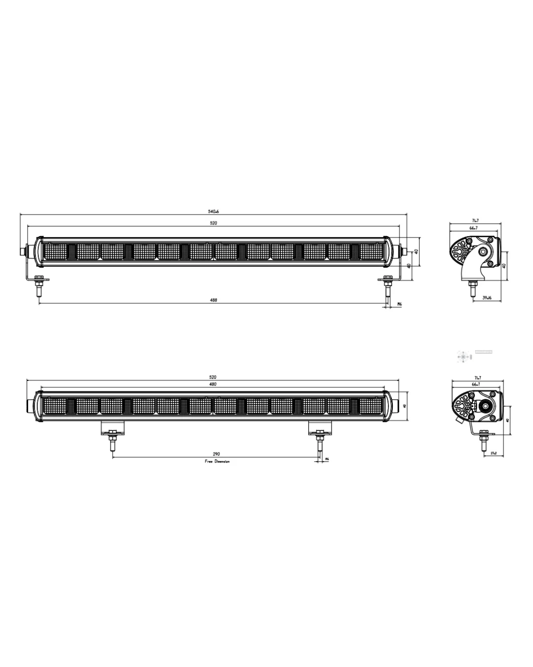 52 См LED Лед Бар с Насоченa SPOT Светлина, Три Функции, Е-Mark, 60W, 4800lm, 12V-24V, Автомобил, АТВ, Джип, 4х4, SUV, Offroad, Камион,Ролбар