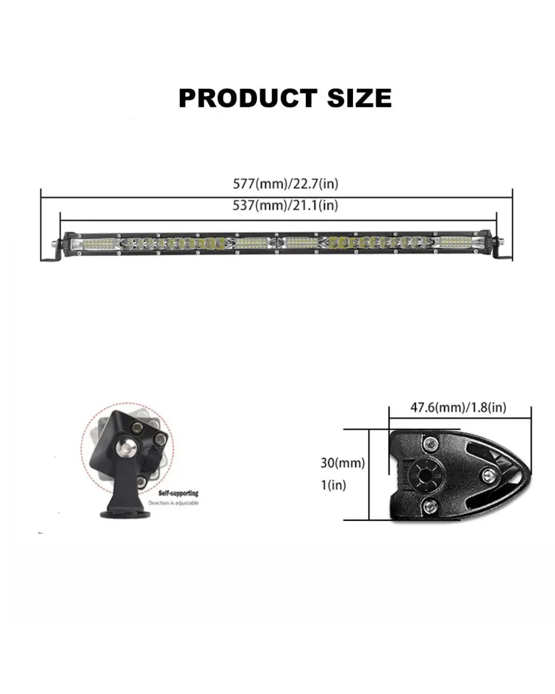 54 см LED Лед Диоден Бар , 9000 lm 180W, Ултра Тънък 12-24V Комбинирана Combo - Flood и Spot Светлина