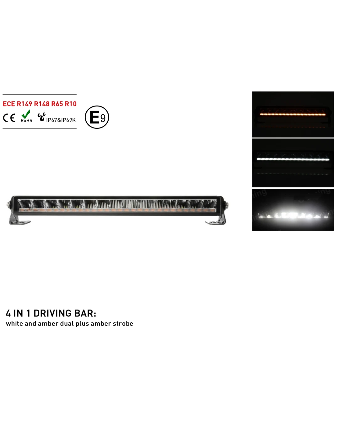 55 см Висококачествен 4 в 1 Led Bar Лед Бар Диоден Прожектор DRL с бяла габаритна светлина и оранжева аварийна блиц 80W 3800LM