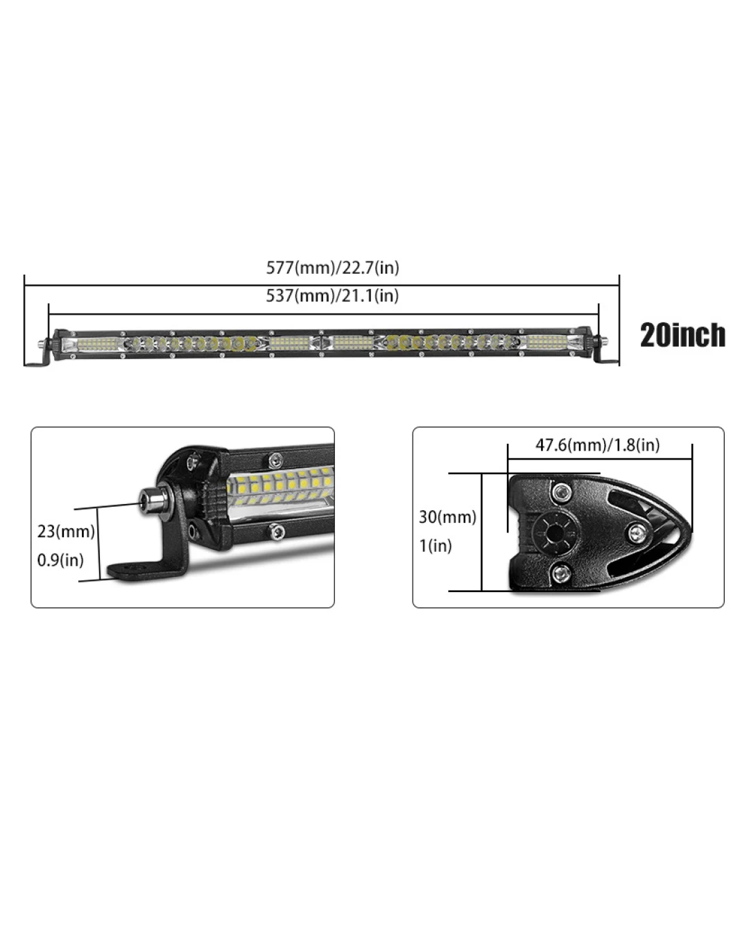 57.7 см Диоден 54 LED Лед Бар 78W Ултра Тънък 12D рефлектор 12-24V Комбинирана Combo - Flood и Spot Светлина