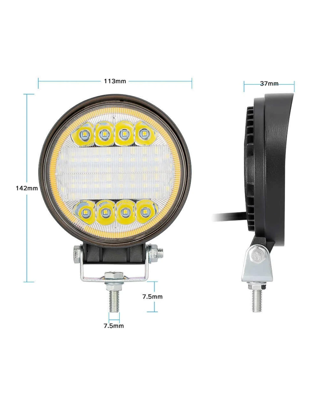 72W LED Диоден Фар Работна Бяла Жълта Светлина Габарит Мъгла Лампа 12V 24V 3100 Лумена