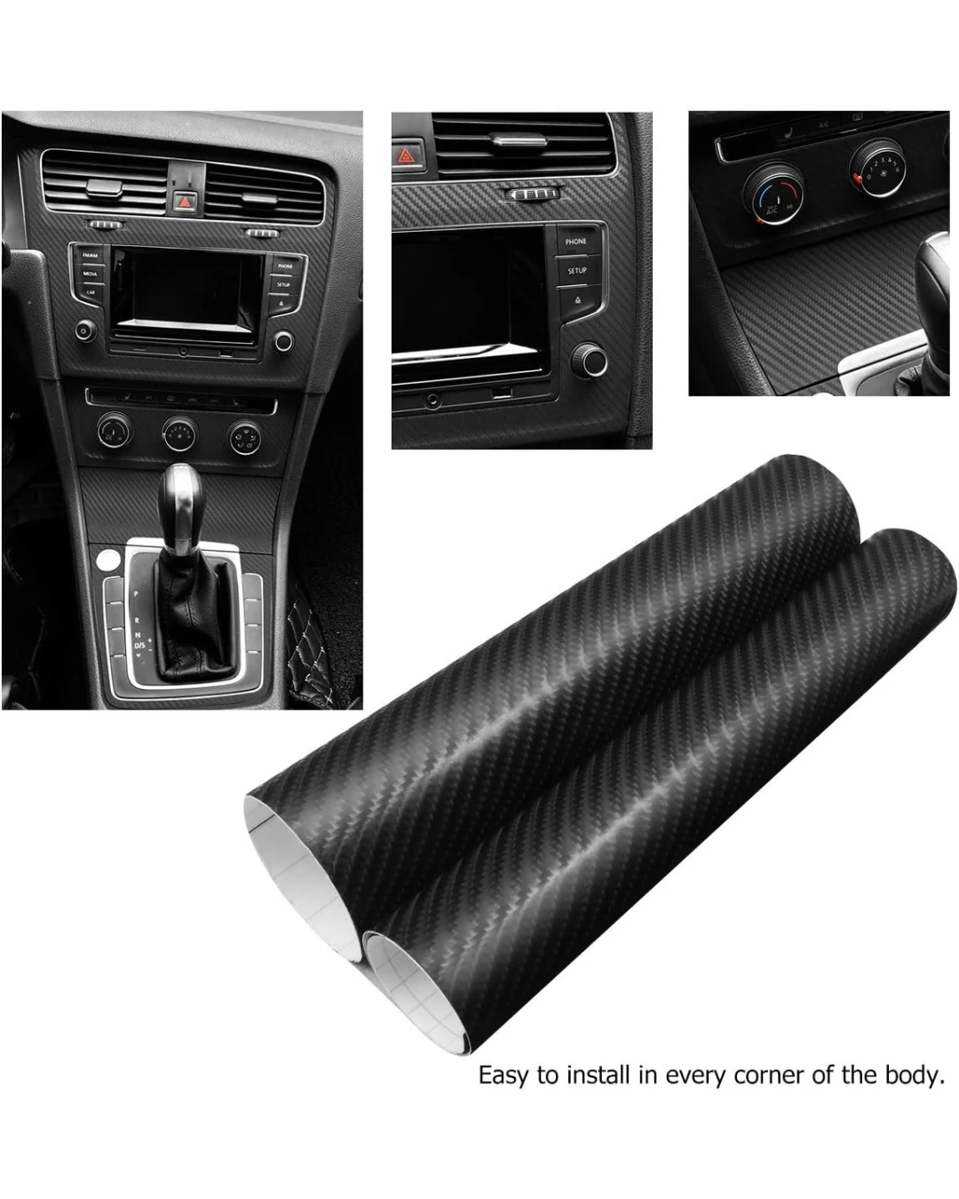 7D Декоративно автомобилно WRAP фолио 1.52 X 18M черен карбон BLACK CARBON