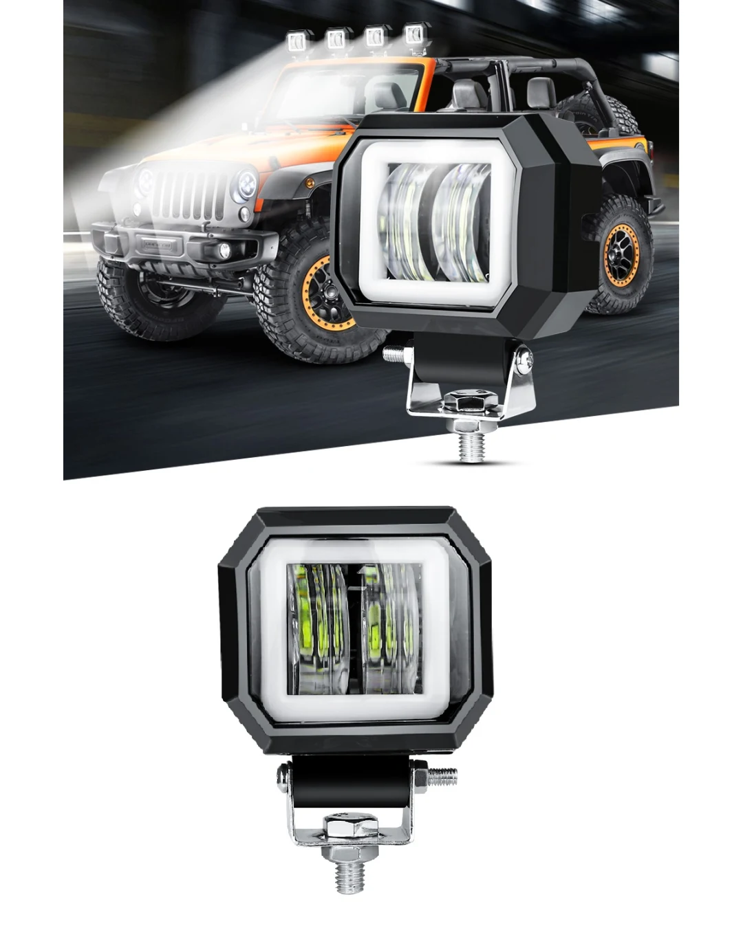 7D LED Халоген 7.6см Диодна Работна Лампа Диоден Фар Прожектор Задна Светлина 20W 1000lm 12V/24V