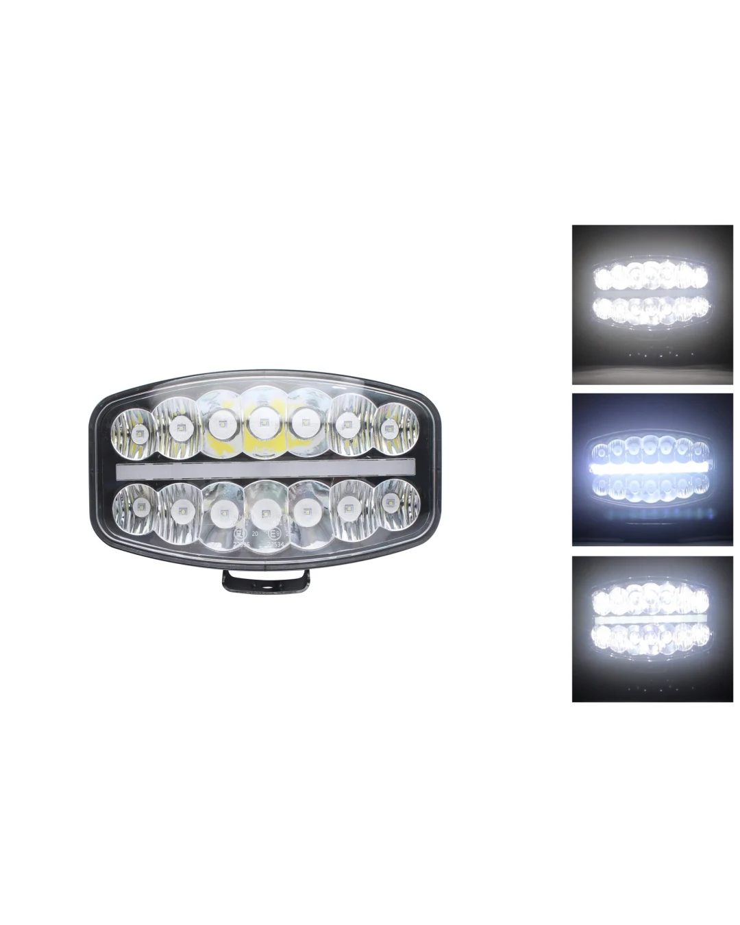 80W LED Лед Фар Халоген, Три Функции, Неон ефект, Neon 24,5см x 13,9см, 4100lm, 12V - 24V, E-Mark Подходящ За DAF MAN Scania Volvo и др.