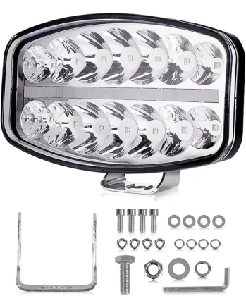 80W LED Лед Фар Халоген с DRL дневни светлини габарит бяло - оранжево неон ефект 24,5см x 13,9см, 4100lm, 12V - 24V, E-Mark Подходящ За DAF MAN Scania Volvo и др.