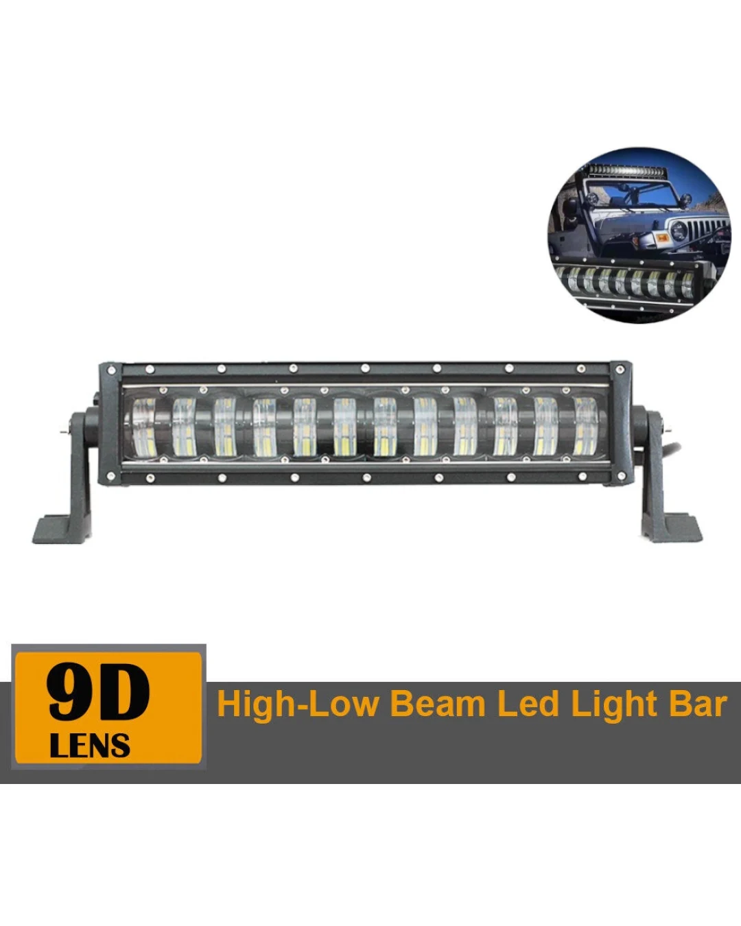 9D 42.5 СМ Led Bar Лед Бар Hi/Lo Kъси Дълги Водоустойчив Удароустойчив 12V 24V 7680 LМ 96W С Лупи Off-Road Лед Бар За Джип ATV