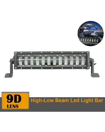 9D 42.5 СМ Led Bar Лед Бар Hi/Lo Kъси Дълги Водоустойчив Удароустойчив 12V 24V 7680 LМ 96W С Лупи Off-Road Лед Бар За Джип ATV