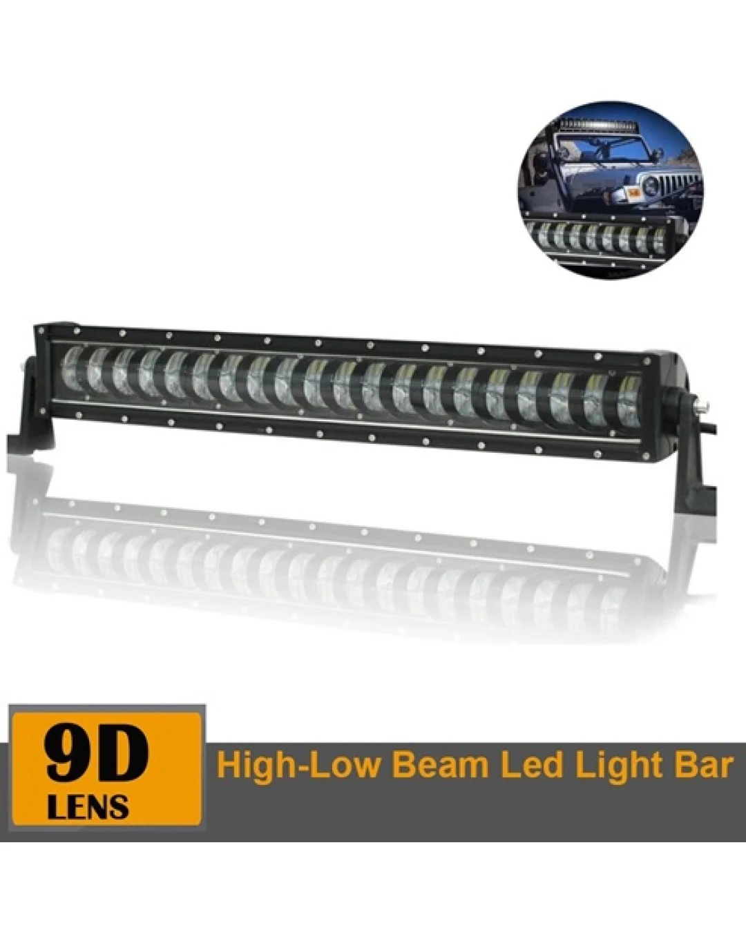 9D 63 СМ Led Bar Лед Бар Hi/Lo Kъси Дълги Водоустойчив Удароустойчив 12V 24V 12800 LМ 160W С Лупи Off-Road Лед Бар За Джип ATV