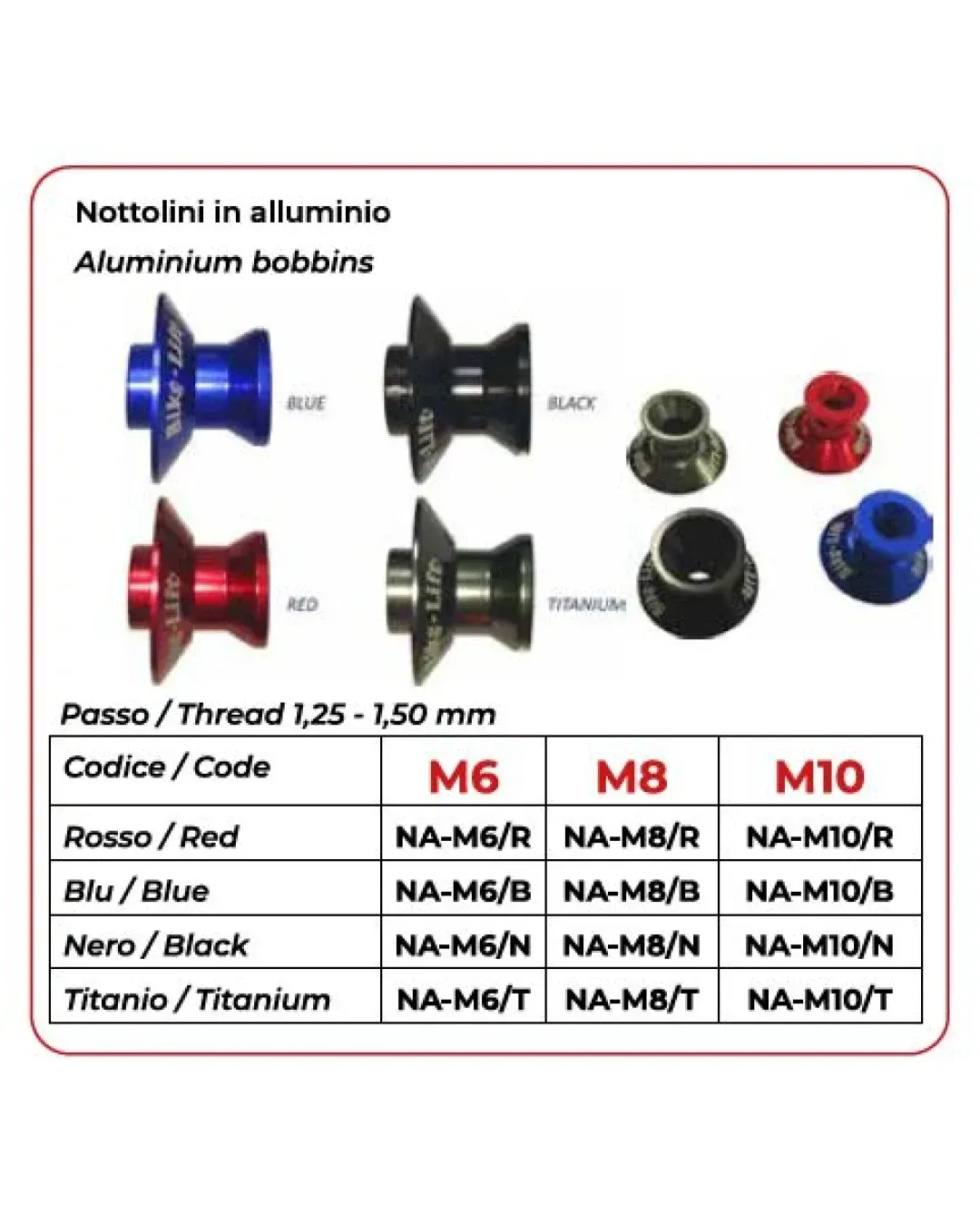 Адаптери за стойка BIKE LIFT Aluminum Bobbins SUZUKI-HONDA-DUCATI Black NA-M8/N