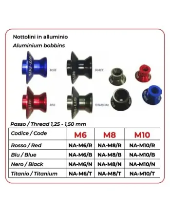 Адаптери за стойка BIKE LIFT Aluminum Bobbins YAMAHA-APRILIA-TRIUMPH RED NA-M6/R