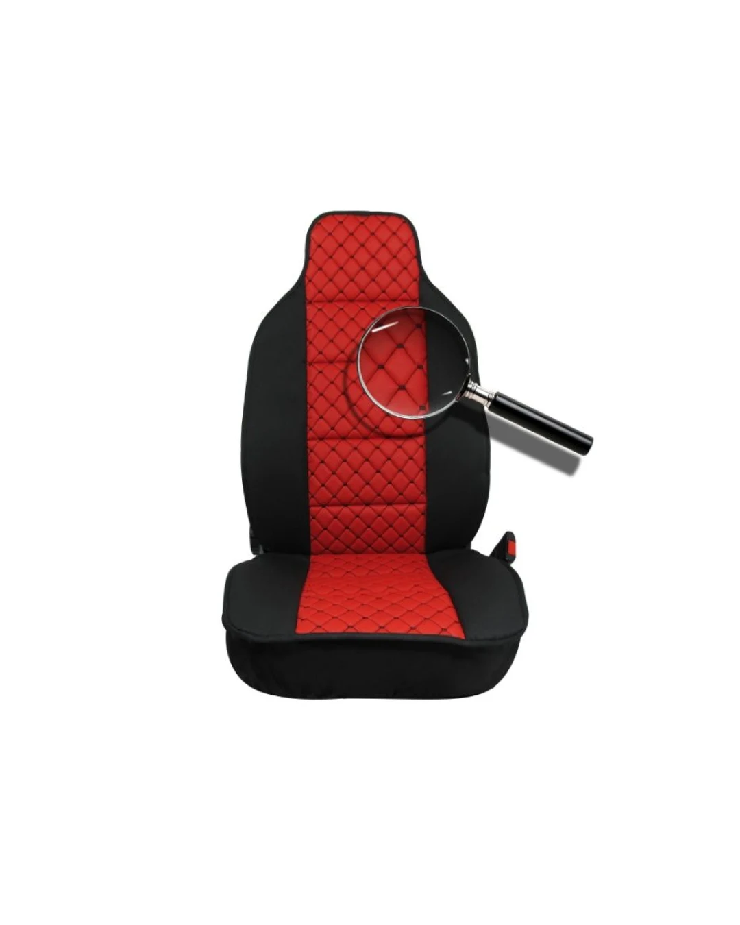 Авто Тапицерия Калъфи за Предни Седалки Червено Еко Кожа и Текстил