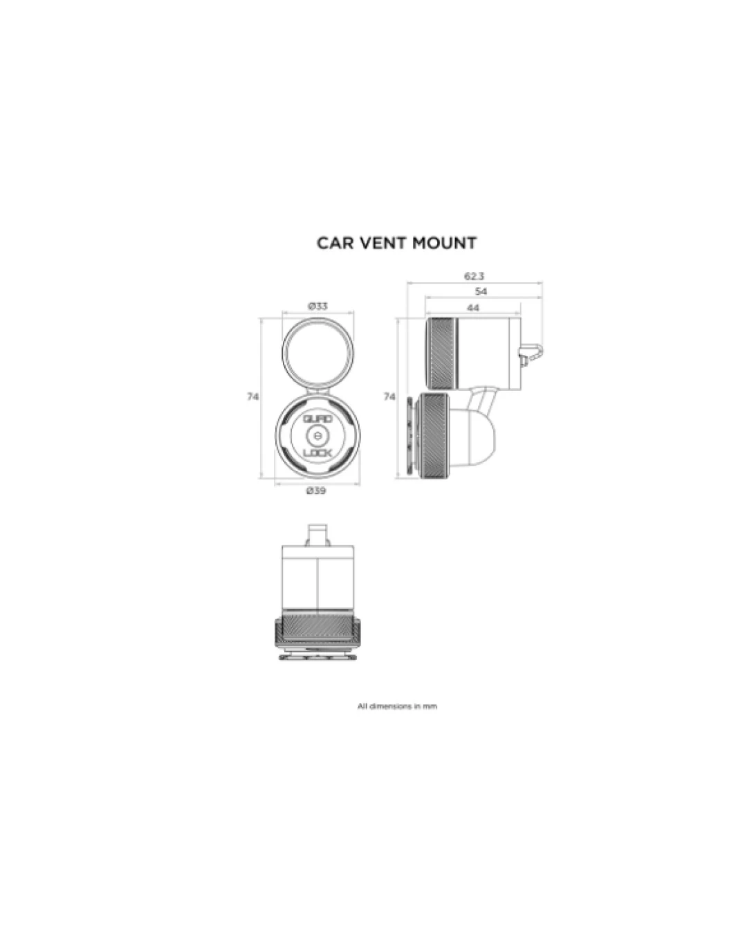Автомобилна стойка за вентилационен отвор QUAD LOCK MAG CAR VENT