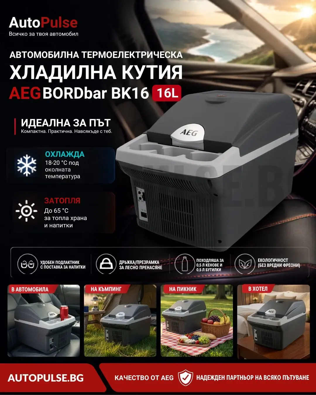 Автомобилна термоелектрическа хладилна кутия AEG Bordbar BK16