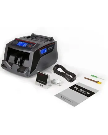 Банкнотоброячна Машина , Проверка на банкноти чрез UV и MG - с собствен цветен LCD и външен LED дисплей, 1000 банкноти/минута, Включен калъф - Сива