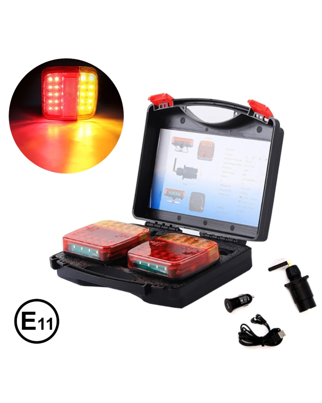 Безжични Wireless Лед Led Стопове с Магнит 12V 24V за Ремарке Каравана Платформа 5 Функции