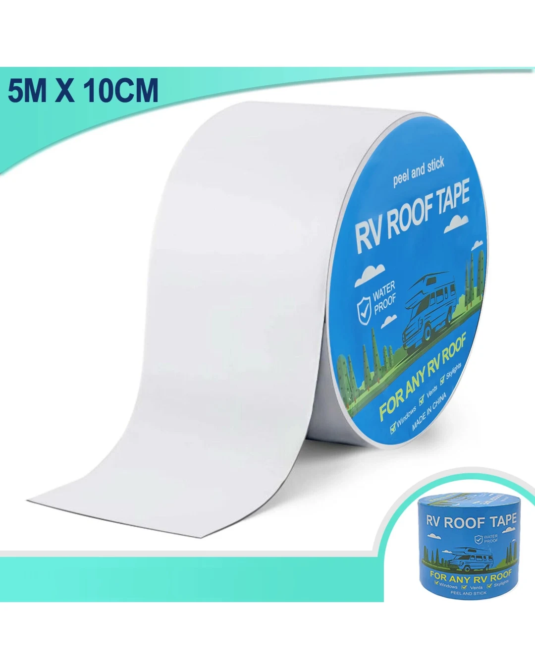 Бутилова Тиксо водоустойчиво за изолация за Покриви - 10см х 5м - RV ROOF TAPE