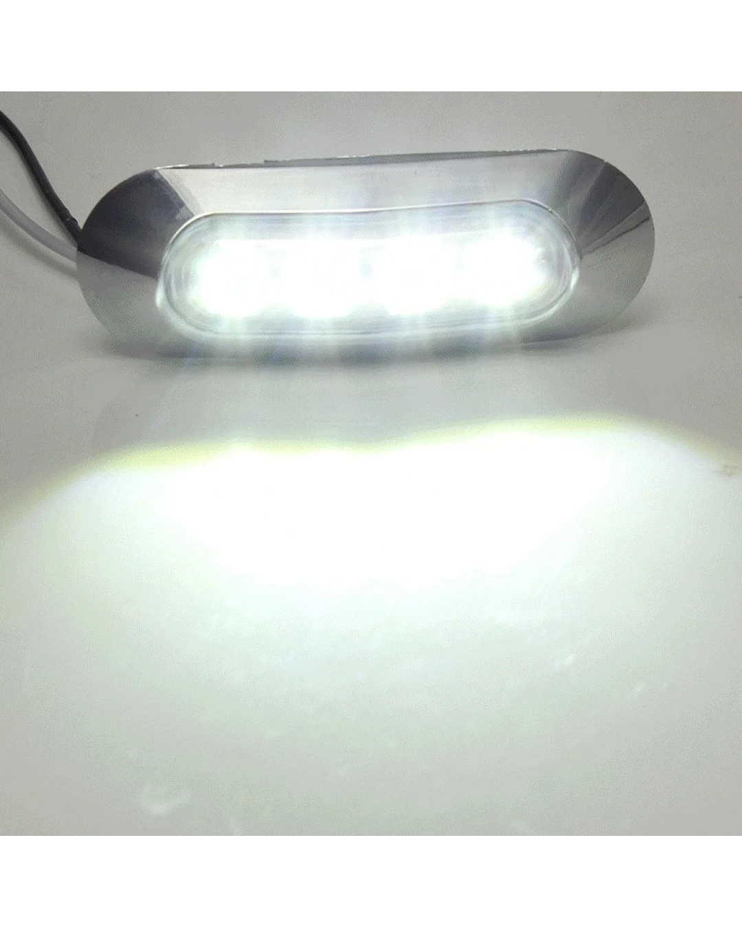 Бял LED Габарит, Маркер, 4 диода, Хромирана рамка - 12V