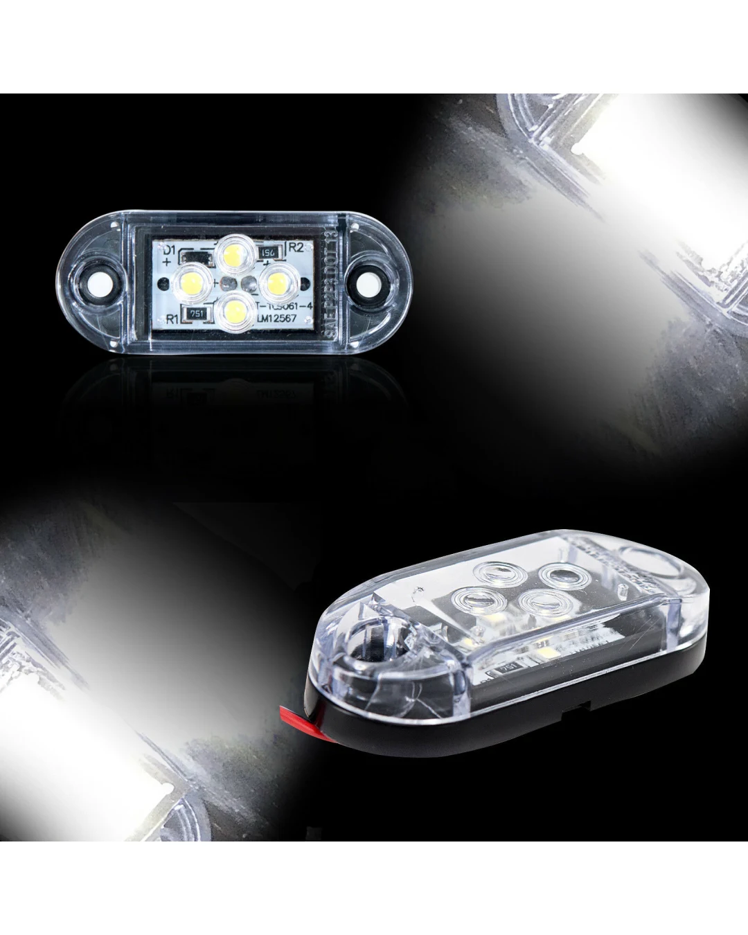 Бял LED Габарит, Маркер, 4 SMD Диода - 12V