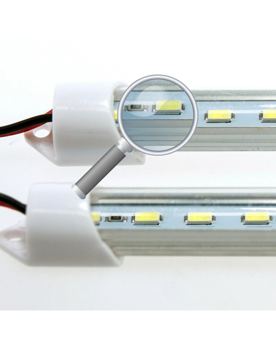 Бяла LED Интериорна Лампа тип тръба, 32см 24 диода - 12V, 1.5W - За Автомобил, Бус, Ван, За Дома или Офиса