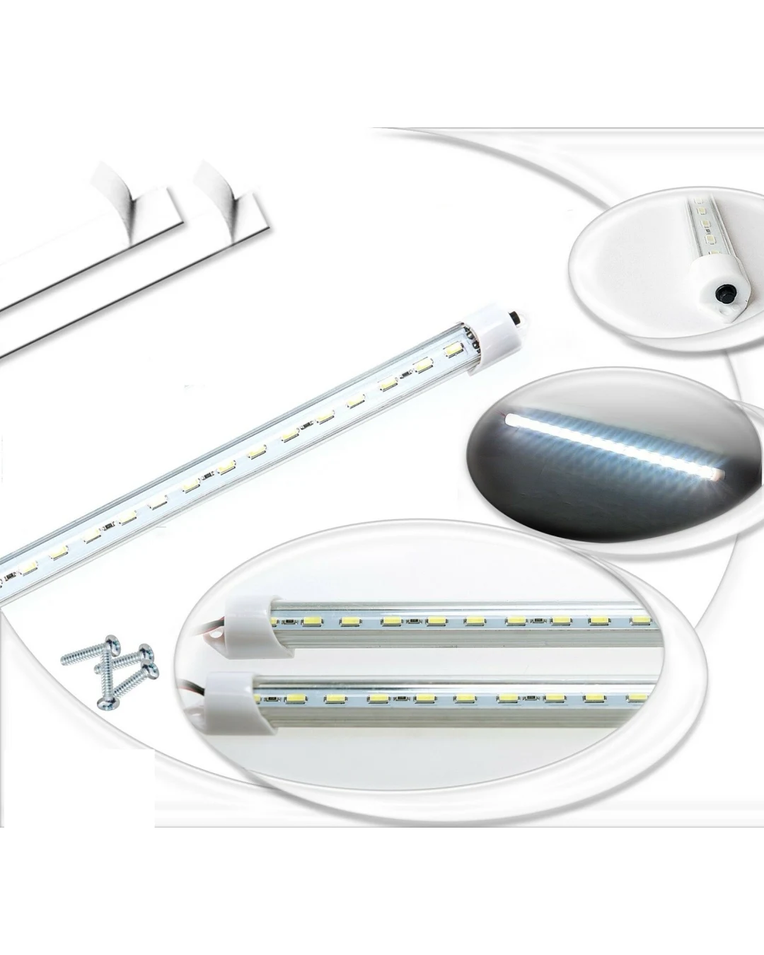 Бяла LED Интериорна Лампа тип тръба, 32см 24 диода - 12V, 1.5W - За Автомобил, Бус, Ван, За Дома или Офиса